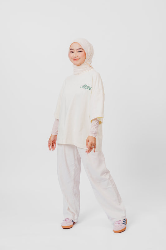 Mom of The Year Oversized Tshirt in Cream