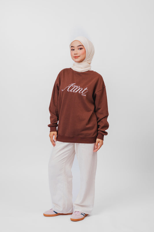 Chill Aunt Club Sweatshirt in Brown
