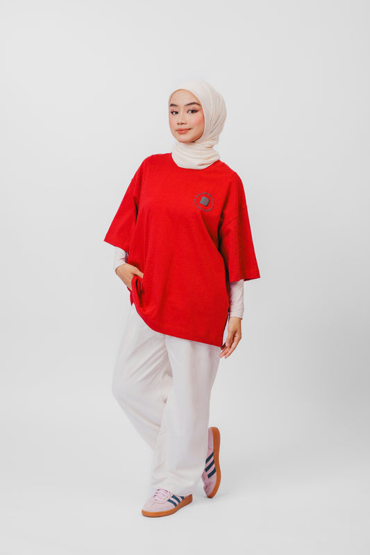 Besties Mom Club Oversized Tshirt in Red