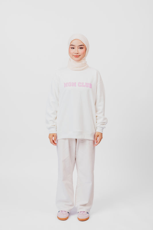 Besties Mom Club Sweatshirt in White